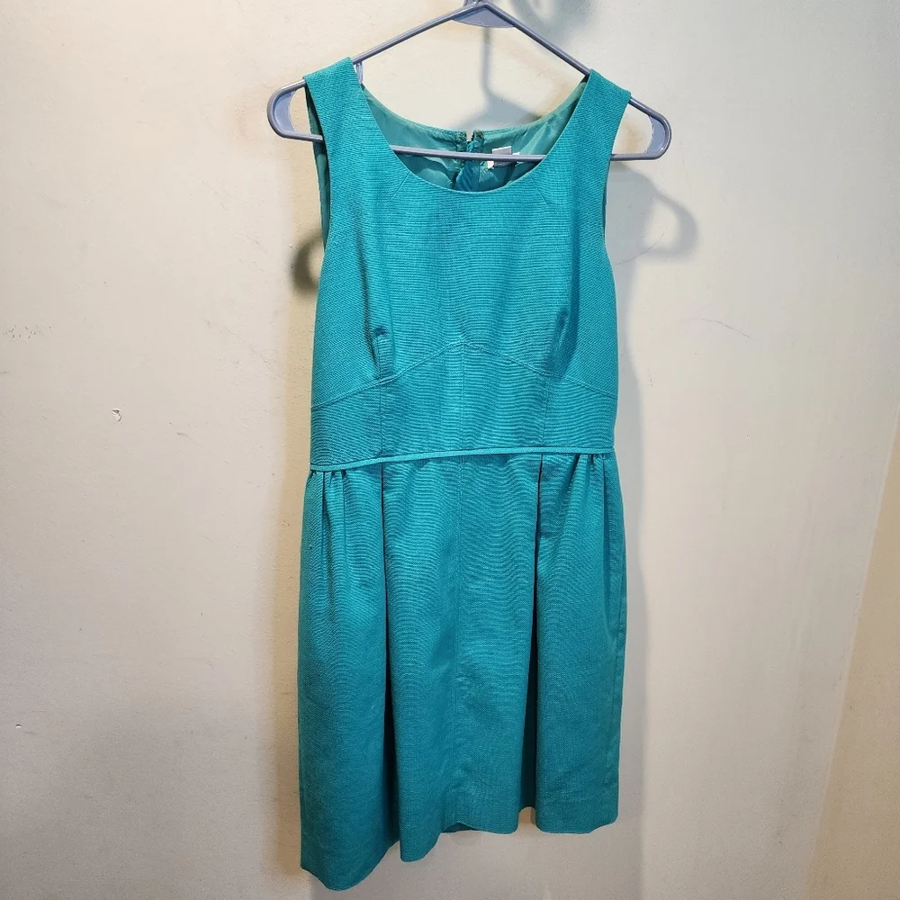 J. Crew Cotton Sleeveless Teal Dress - Classic Party Dress Sz 8